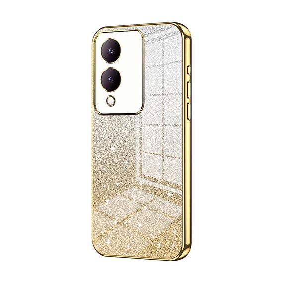 Per vivo Y17s Custodia per telefono elettrolitico con polvere glitterata sfumata (Oro)