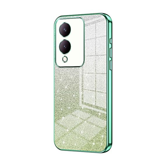 Custodia per telefono elettrolitico in polvere glitter sfumata per vivo Y17s (verde)