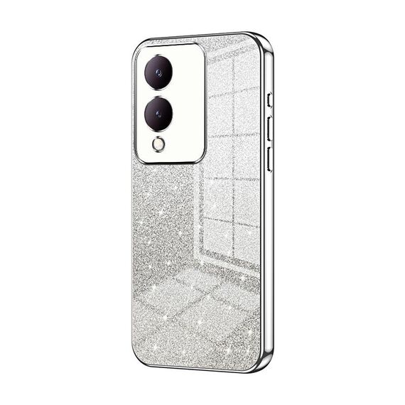 Custodia per telefono elettrolitico in polvere glitter sfumata per vivo Y17s (argento)