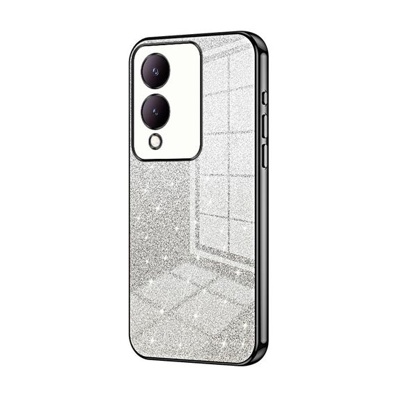 Custodia per telefono elettrolitico in polvere glitter sfumata per vivo Y17s (nera)