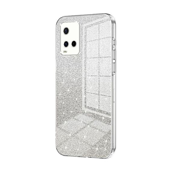 Per vivo Y21 / Y33s / Y21s / T1x Custodia per telefono elettrolitico con polvere glitterata sfumata India (trasparente)
