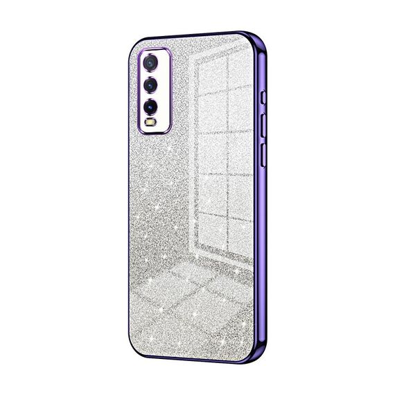 Per vivo Y20 / Y20i / Y20s / iQOO U1x Custodia per telefono elettrolitico con polvere glitterata sfumata (viola)