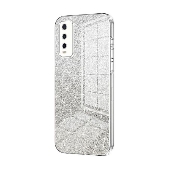 Per vivo Y20 / Y20i / Y20s / iQOO U1x Custodia per telefono elettrolitico con polvere glitterata sfumata (trasparente)