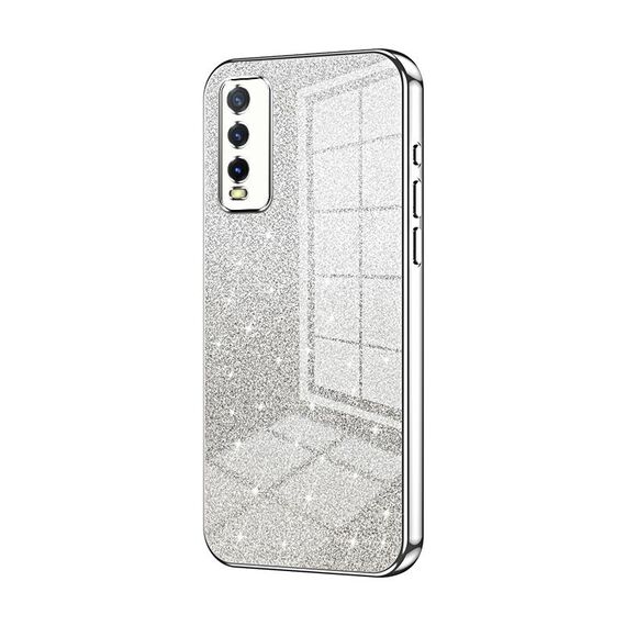 Per vivo Y20 / Y20i / Y20s / iQOO U1x Custodia per telefono elettrolitico con polvere glitterata sfumata (Argento)