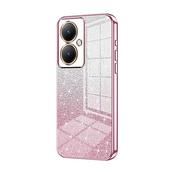 Per vivo Y35M+ / Y35+ / Y27 4G Custodia per telefono elettrolitica con polvere glitterata sfumata (rosa)