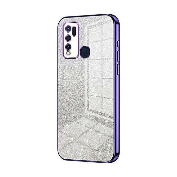 Custodia per telefono elettrolitico in polvere glitterata sfumata per vivo Y50 / Y30 (viola)