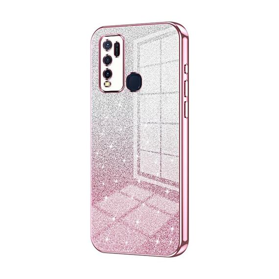 Custodia per telefono elettrolitico in polvere glitterata sfumata per vivo Y50 / Y30 (rosa)