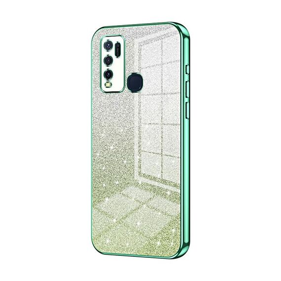 Custodia per telefono elettrolitico in polvere glitter sfumata per vivo Y50 / Y30 (verde)