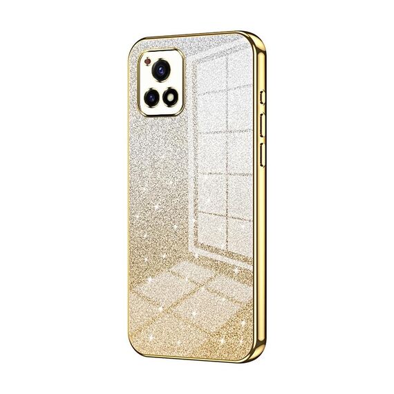 Per vivo Y52s 5G / Y52s T1 / iQOO U3 Custodia per telefono elettrolitico con polvere glitterata sfumata (Oro)