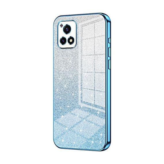 Per vivo Y52s 5G / Y52s T1 / iQOO U3 Custodia per telefono elettrolitico con polvere glitterata sfumata (blu)
