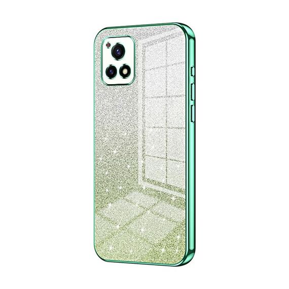 Per vivo Y52s 5G / Y52s T1 / iQOO U3 Custodia per telefono elettrolitico con polvere glitterata sfumata (verde)