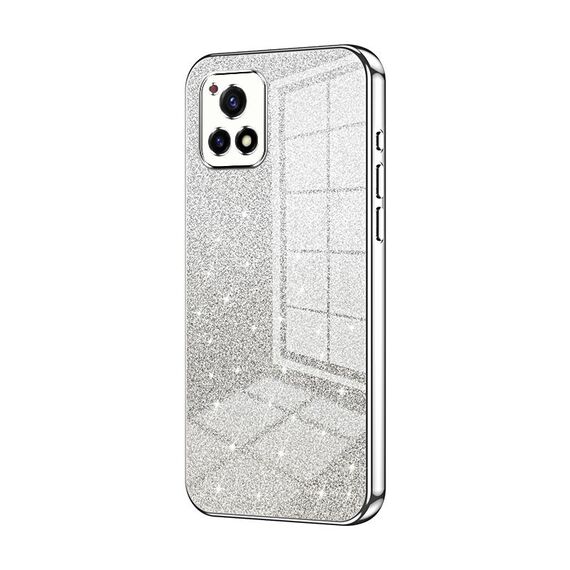 Per vivo Y52s 5G / Y52s T1 / iQOO U3 Custodia per telefono elettrolitico con polvere glitterata sfumata (Argento)