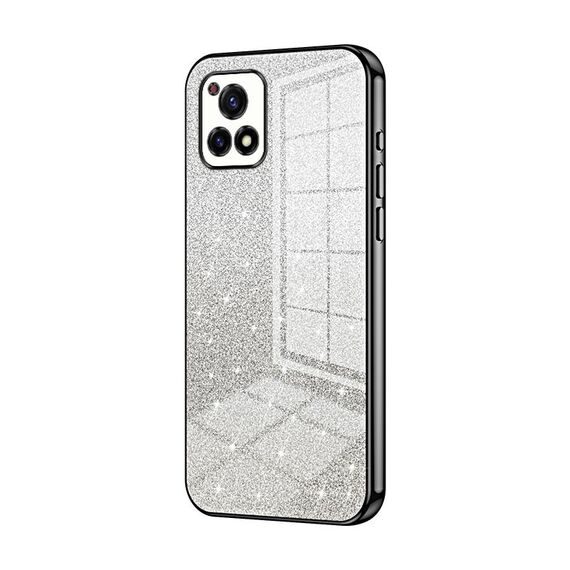 Per vivo Y52s 5G / Y52s T1 / iQOO U3 Custodia per telefono elettrolitico con polvere glitterata sfumata (nero)