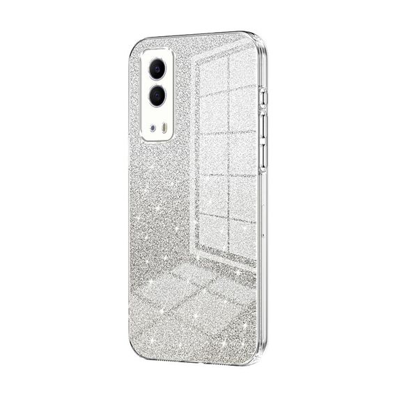 Per vivo Y53s 5G / T1x 5G / iQOO Z5x Custodia per telefono elettrolitico con polvere glitterata sfumata (trasparente)