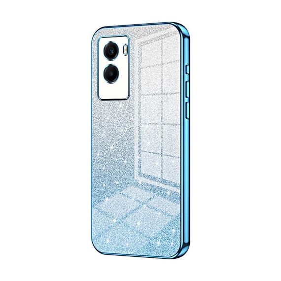 Custodia per telefono elettrolitica in polvere glitterata sfumata per vivo Y55s 2021 / Y72t (blu)