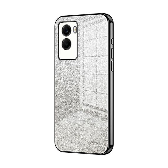 Per vivo Y55s 2021 / Y72t Custodia per telefono elettrolitica in polvere glitter sfumata (nera)