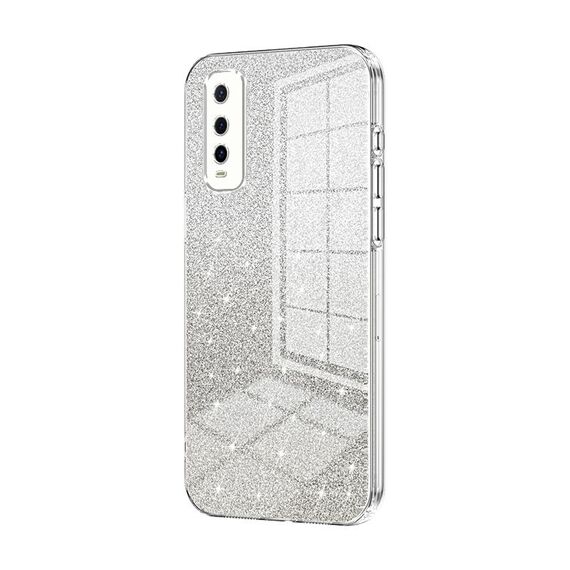 Per vivo Y70s / iQOO U1 / Y51s / Y70t Custodia per telefono elettrolitico con polvere glitterata sfumata (trasparente)