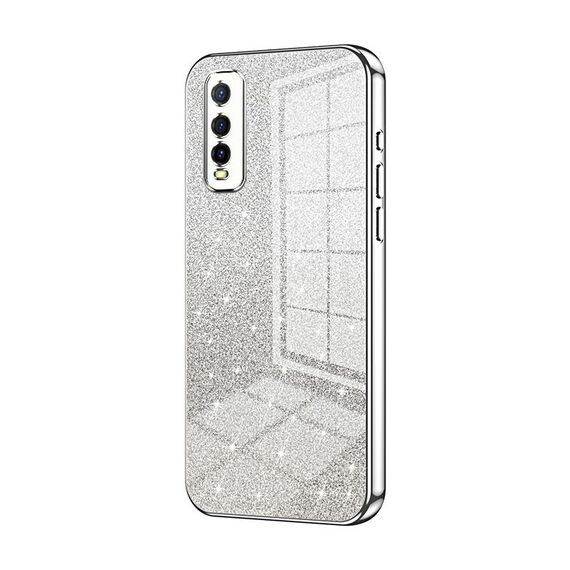 Per vivo Y70s / iQOO U1 / Y51s / Y70t Custodia per telefono elettrolitico con polvere glitterata sfumata (Argento)