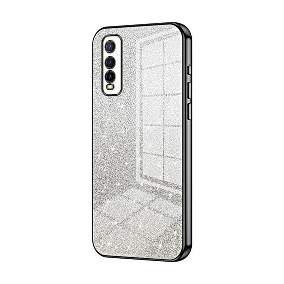 Per vivo Y70s / iQOO U1 / Y51s / Y70t Custodia per telefono elettrolitico con polvere glitterata sfumata (Nero)