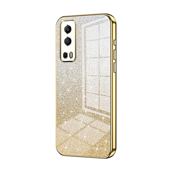 Per vivo Y72 5G / iQOO Z3 / Y75s Custodia per telefono elettrolitico con polvere glitterata sfumata (Oro)