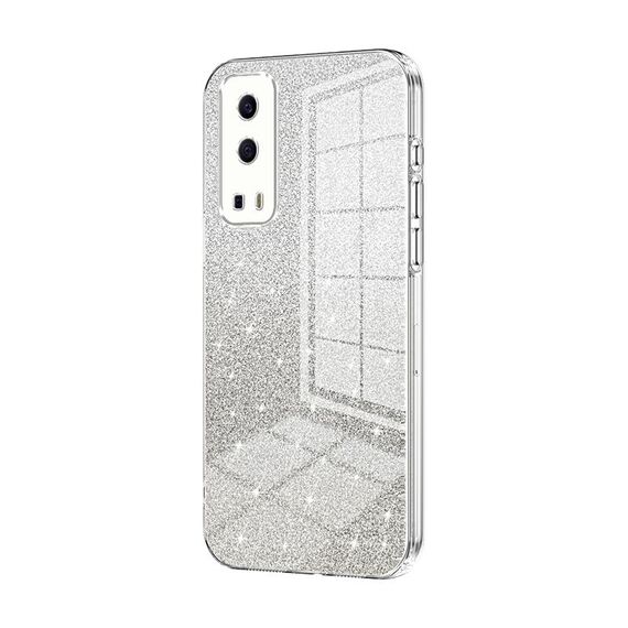 Per vivo Y72 5G / iQOO Z3 / Y75s Custodia per telefono elettrolitico con polvere glitterata sfumata (trasparente)