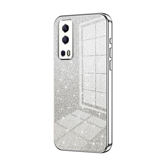 Custodia per telefono elettrolitica in polvere glitterata sfumata per vivo Y72 5G / iQOO Z3 / Y75s (Argento)