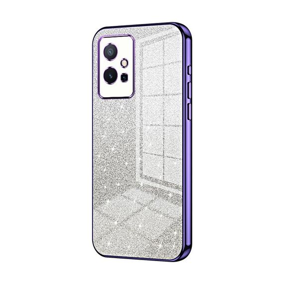 Per vivo Y75 5G / Y55 5G / Y55s 2023 Custodia per telefono elettrolitico con polvere glitterata sfumata (viola)