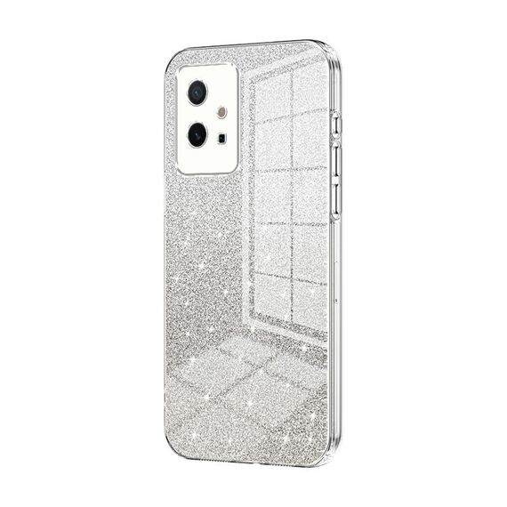 Per vivo Y75 5G / Y55 5G / Y55s 2023 Custodia per telefono elettrolitico con polvere glitterata sfumata (trasparente)
