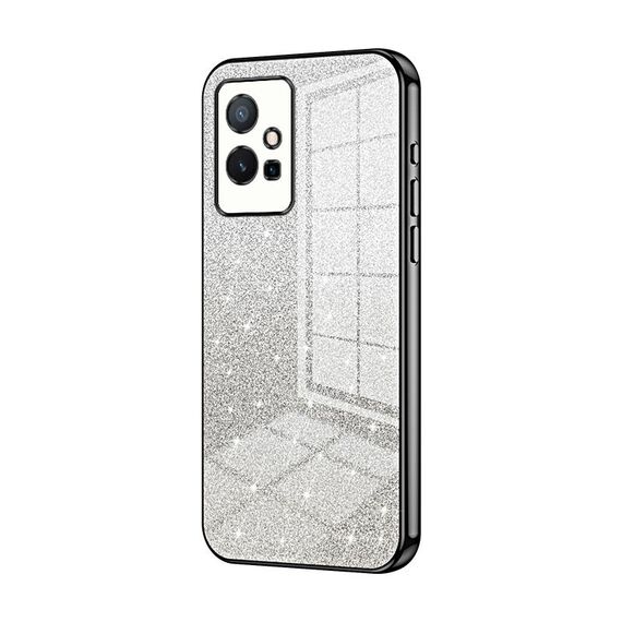 Per vivo Y75 5G / Y55 5G / Y55s 2023 Custodia per telefono elettrolitico con polvere glitterata sfumata (Nero)