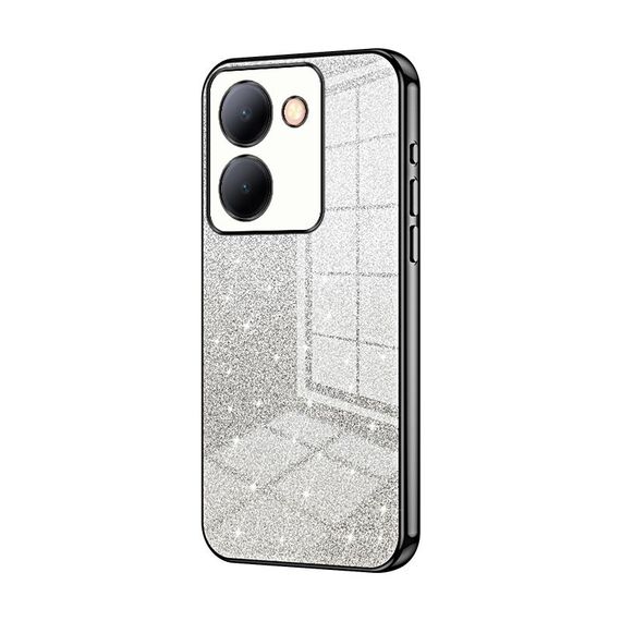 Per vivo Y78 Cina / Y36 / Y36 5G Gradiente Glitter Polvere Custodia per telefono elettrolitico (Nero)