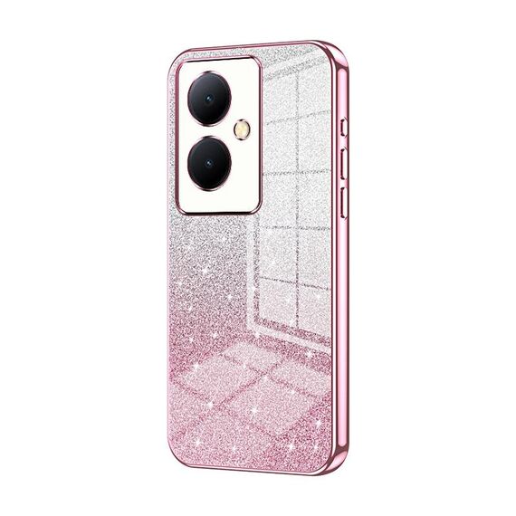 Per vivo Y78+ 5G / Y78 / V29 Lite Custodia per telefono elettrolitico con polvere glitterata sfumata (rosa)
