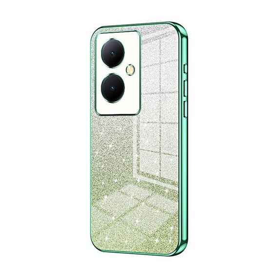 Custodia per telefono elettrolitico con polvere glitterata sfumata per vivo Y78+ 5G / Y78 / V29 Lite (verde)