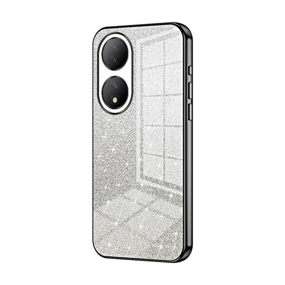 Custodia per telefono elettrolitico in polvere glitter sfumata per vivo Y100 / Y100A (nero)