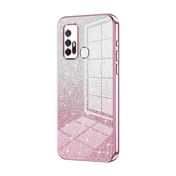 Custodia per telefono elettrolitico in polvere glitter sfumata per vivo Z6 5G (rosa)