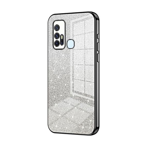 Custodia per telefono elettrolitico in polvere glitter sfumata per vivo Z6 5G (nera)