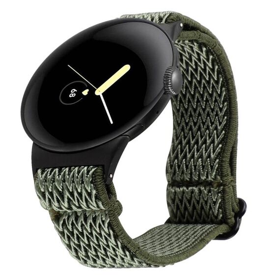 Cinturino per orologio in nylon intrecciato Wave per Google Pixel Watch 2 / Pixel Watch (verde militare)