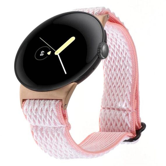 Per Google Pixel Watch 2 / Pixel Watch Cinturino in nylon intrecciato Wave (rosa)