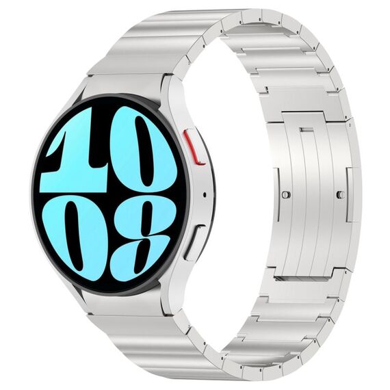 Per Samsung Galaxy Watch6/6 Classic/5/5 Pro Cinturino in metallo con un solo tallone stile pulsante (Argento)