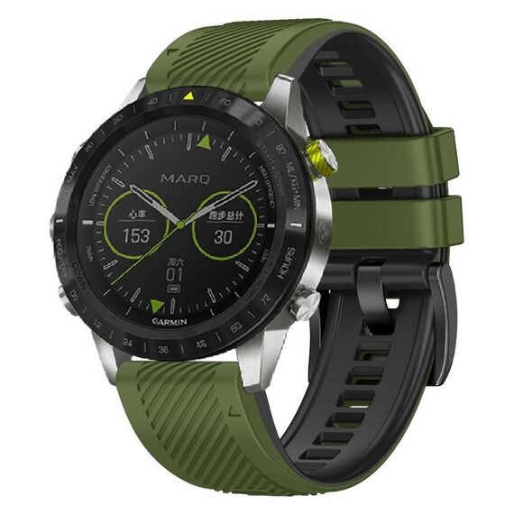 Per cinturino in silicone bicolore a sgancio rapido Garmin Fenix 7 Twill (verde militare nero)