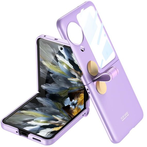 Per OPPO Find N3 Flip GKK Ultrasottile integrato con custodia per telefono con cintura corticale rotante (viola)