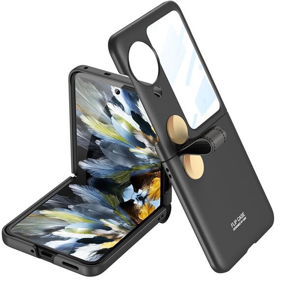 Per OPPO Find N3 Flip GKK Ultrasottile integrato con custodia per telefono con cintura corticale rotante (Nero)