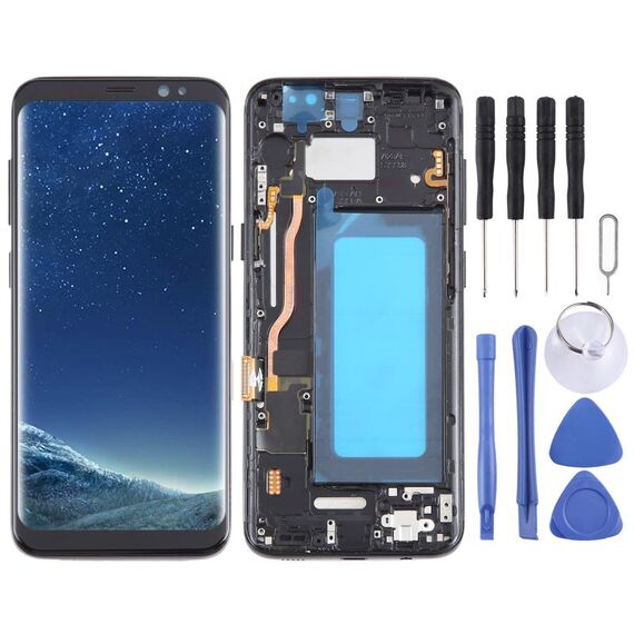 Schermo lcd tft con touch e cornice di ricambio per Samsung Galaxy S8 SM-G950 nero SPS7280B
