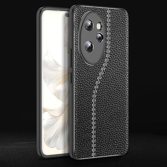 Custodia per telefono in TPU antiurto con texture Litchi per Honor 100 (nera)