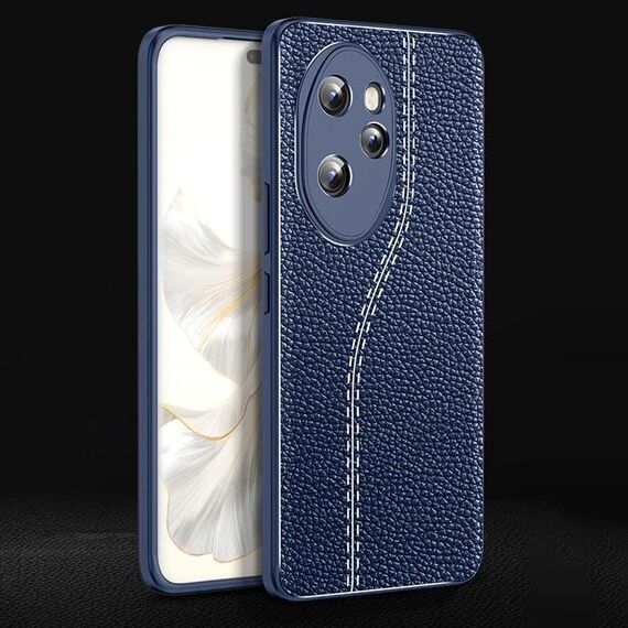 Custodia per telefono in TPU antiurto con texture Litchi per Honor 100 (blu)