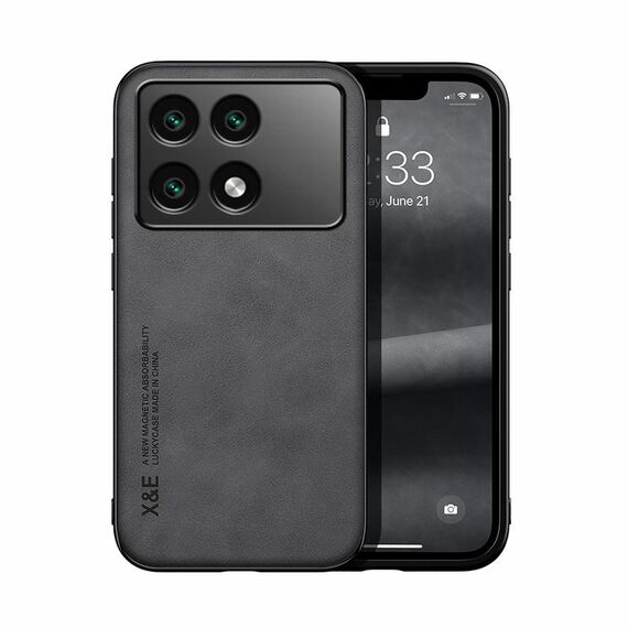 Custodia per telefono posteriore in pelle magnetica Skin Feel per Xiaomi Redmi K70 (grigio scuro)