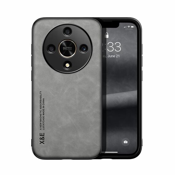 Custodia per telefono posteriore in pelle magnetica per Honor X9b Skin Feel (grigio chiaro)