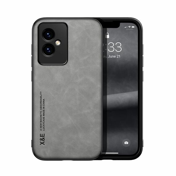 Custodia per telefono posteriore in pelle magnetica per Honor 100 Skin Feel (grigio chiaro)