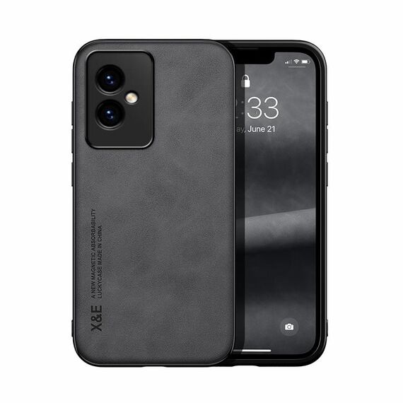 Custodia per telefono posteriore in pelle magnetica per Honor 100 Skin Feel (grigio scuro)