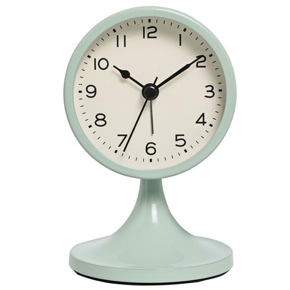 Sveglia da tavolo silenziosa retrò in metallo, orologio da comodino per studenti con luce notturna (verde)