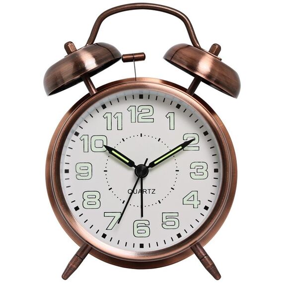 Orologio al quarzo con campana ad anello in metallo elettrolitico da 4,5 pollici con luce notturna, Stile: rame rosso B